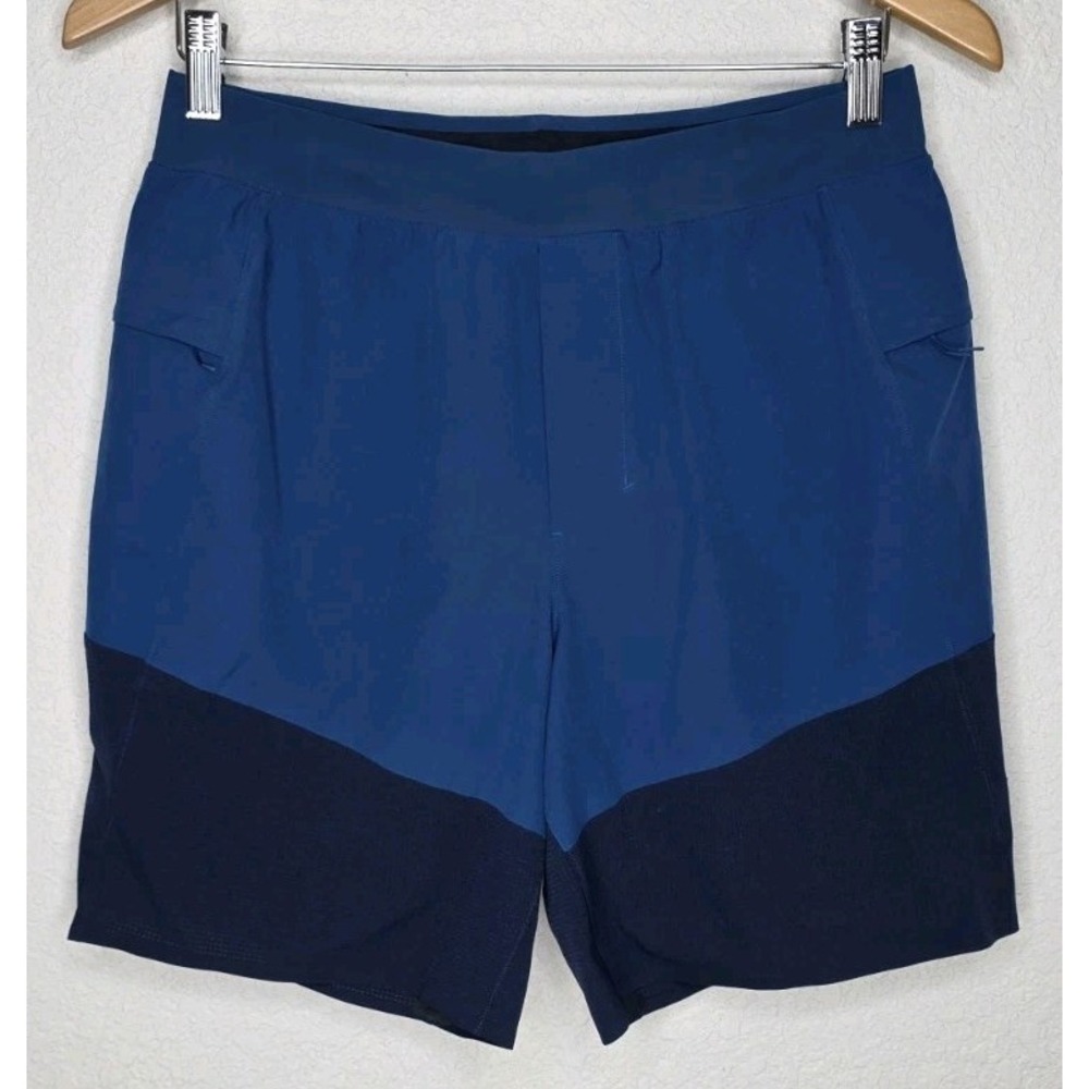 New Lululemon Namaste At The Beach Short 7" Men M Teal Navy Shorts Lined Gym